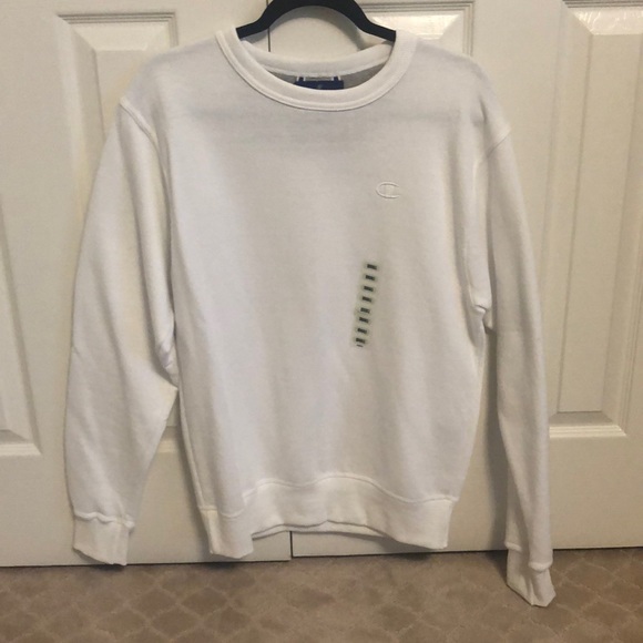 Mens White Champion Fleece Lined Sweatshirt Sweater (Size S) - Picture 2 of 6